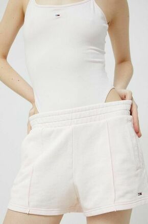 Bombažne kratke hlače Tommy Jeans roza barva - roza. Kratke hlače iz kolekcije Tommy Jeans. Model izdelan iz pletenine.
