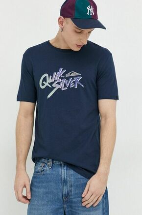 Bombažna kratka majica Quiksilver mornarsko modra barva - mornarsko modra. Lahkotna kratka majica iz kolekcije Quiksilver. Model izdelan iz tanke