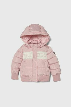 Otroška jakna Guess roza barva - roza. Otroški jakna iz kolekcije Guess. Podložen model