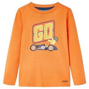 VidaXL Otroška majica z dolgimi rokavi temno oranžna 128