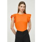 Bombažna kratka majica Silvian Heach oranžna barva - oranžna. Kratka majica iz kolekcije Silvian Heach, izdelana iz tanke, elastične pletenine. Model iz izjemno udobne bombažne tkanine.