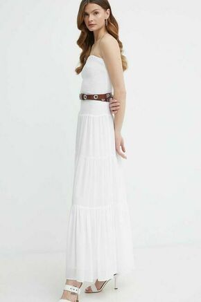 Obleka MICHAEL Michael Kors bela barva - bela. Obleka iz kolekcije MICHAEL Michael Kors. Model izdelan iz enobarvne tkanine. Izdelek vsebuje reciklirana vlakna.