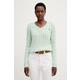 U.S. Polo Assn. pulover ženski bombažen V-NECK CABLE zelena WUP0397