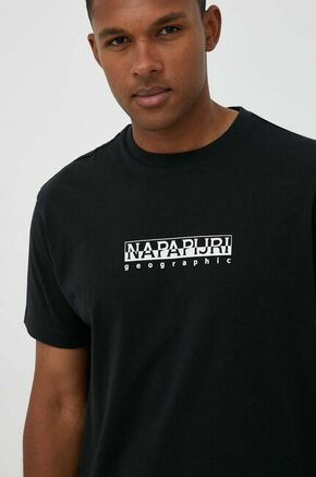 Bombažna kratka majica Napapijri črna barva - črna. Lahkotna majica iz kolekcije Napapijri