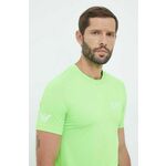 Kratka majica EA7 Emporio Armani moški, zelena barva - zelena. Kratka majica iz kolekcije EA7 Emporio Armani, izdelana iz pletenine. Zelo elastičen material zagotavlja popolno svobodo gibanja.