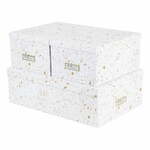 Komplet 3 škatel za shranjevanje v zlati in beli barvi Bigso Box of Sweden Inge
