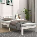 shumee Okvir za posteljo, bel, masivni les, 90 x 200 cm