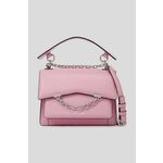Usnjena torbica Karl Lagerfeld roza barva - roza. Majhna torbica iz kolekcije Karl Lagerfeld. Model na zapenjanje, izdelan iz naravnega usnja.