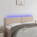 shumee LED posteljno vzglavje kapučino 144x5x78/88 cm umetno usnje