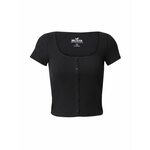 Kratka majica Hollister Co. ženska, črna barva - črna. Kratka majica iz kolekcije Hollister Co. Model izdelan iz enobarvne pletenine.