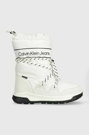Otroške snežke Calvin Klein Jeans bela barva - bela. Otroške snežke iz kolekcije Calvin Klein Jeans. Podloženi model izdelan iz kombinacije tekstilnega materiala in ekološkega usnja. Model z mehko podlogo iz tekstilnega materiala zagotavlja...