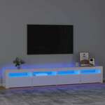 Greatstore TV omarica z LED lučkami visok sijaj bela 240x35x40 cm