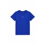 Otroška bombažna kratka majica Polo Ralph Lauren - modra. Otroške Top za oblikovanje postave iz kolekcije Polo Ralph Lauren. Model izdelan iz tanke, rahlo elastične pletenine.