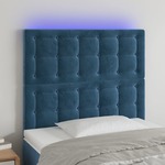 shumee LED posteljno vzglavje temno modro 80x5x118/128 cm žamet