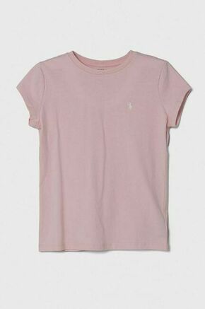 Otroška bombažna kratka majica Polo Ralph Lauren roza barva - roza. Otroške kratka majica iz kolekcije Polo Ralph Lauren. Model izdelan iz pletenine z nalepko. Model iz zračne bombažne tkanine.