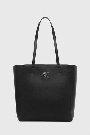 Calvin Klein Jeans torbica - črna. Velika torbica za nakupovanje iz kolekcije Calvin Klein Jeans. Model z zaponko