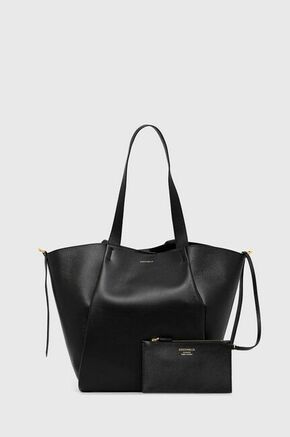 Usnjena torbica Coccinelle Boheme črna barva - črna. Velika nakupovalna torbica iz kolekcije Coccinelle. Model na zapenjanje