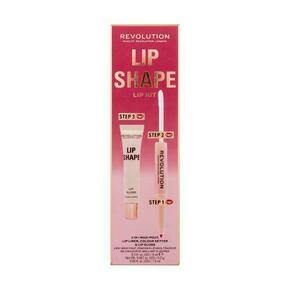 Makeup Revolution Lip Shape Odtenek rose pink Set glos za ustnice Lip Shape Lip Gloss 9 ml + črtalo za ustnice in fiksator šminke 2 In 1 Lip Liner &amp; Colour Setter 1
