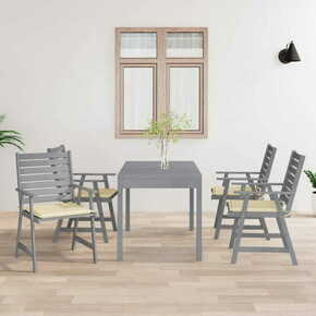 Shumee Zunanji jedilni stoli z blazinami 4 kosi trden akacijev les