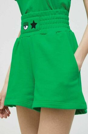 Bombažne kratke hlače Chiara Ferragni zelena barva - zelena. Kratke hlače iz kolekcije Chiara Ferragni. Model izdelan iz tanke