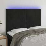 Vidaxl LED posteljno vzglavje črno 144x5x118/128 cm žamet