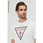T-shirt Guess moški, - bela. T-shirt iz kolekcije Guess. Model izdelan iz tanke, rahlo elastične pletenine. Model iz posebne kolekcije za 10. rojstni dan Answear.