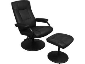 VIDAXL TV fotelj s stolčkom za noge črno umetno usnje