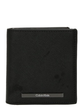 Calvin Klein Velika moška denarnica Modern Bar Trifold 6Cc W/Coin K50K511836 Črna