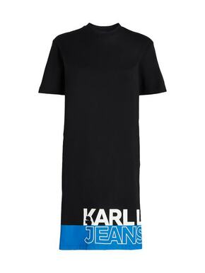 Bombažna obleka Karl Lagerfeld Jeans črna barva - črna. Casual obleka iz kolekcije Karl Lagerfeld Jeans. Model izdelan iz tanke