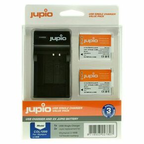 Jupio Komplet 2x Li90B/92B 1270mAh baterija in polnilec za Olympus