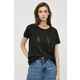 Kratka majica Armani Exchange ženski, črna barva - črna. Lahkotna kratka majica iz kolekcije Armani Exchange. Model izdelan iz tanke, elastične pletenine.