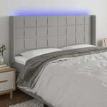Vidaxl LED posteljno vzglavje svetlo sivo 163x16x118/128 cm blago
