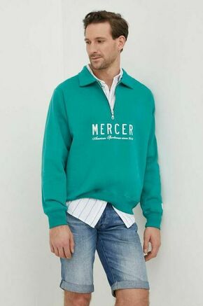 Bombažen pulover Mercer Amsterdam zelena barva - zelena. Pulover iz kolekcije Mercer Amsterdam