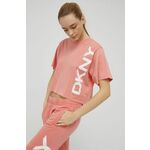 Dkny bombažna majica - roza. T-shirt iz zbirke Dkny. Model narejen iz rahlo elastična tkanina.