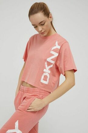 Dkny bombažna majica - roza. T-shirt iz zbirke Dkny. Model narejen iz rahlo elastična tkanina.