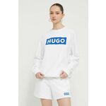 Bombažen pulover Hugo Blue ženska, bela barva - bela. Pulover iz kolekcije Hugo Blue, izdelan iz pletenine s potiskom. Model iz izjemno udobne bombažne tkanine.