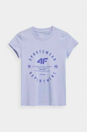 Otroška bombažna kratka majica 4F vijolična barva - vijolična. Otroške kratka majica iz kolekcije 4F. Model izdelan iz tanke