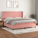 Box spring postelja z vzmetnico roza 200x200 cm žamet - vidaXL - roza - 93,79 - 200 x 200 cm - vidaXL