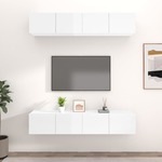 vidaXL TV omarica 4 kosi visok sijaj bela 80x30x30 inženirski les