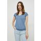 Kratka majica Sisley ženski - modra. Kratka majica iz kolekcije Sisley, izdelana iz enobarvne pletenine. Model iz zračne tkanine z visoko vsebnostjo bombaža.