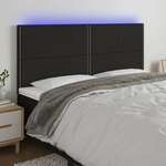 vidaXL LED posteljno vzglavje črno 160x5x118/128 cm blago