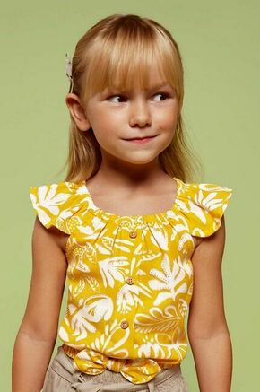 Otroška bluza Mayoral rumena barva - rumena. Otroški mikica iz kolekcije Mayoral. Model izdelan iz vzorčaste pletenine. Ima okrogli izrez.