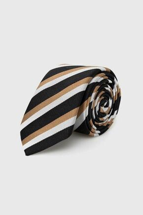 Svilena kravata BOSS črna barva - črna. Kravata iz kolekcije BOSS. Model izdelan iz vzorčaste tkanine.