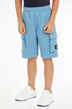 Otroške kratke hlače Calvin Klein Jeans - modra. Otroški kratke hlače iz kolekcije Calvin Klein Jeans. Model izdelan iz gladke pletenine.