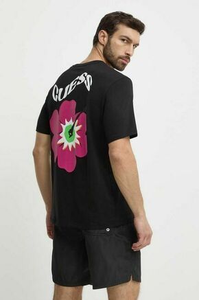Bombažna kratka majica Guess FLOWER moška