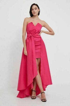 Komplet Artigli roza barva - roza. Komplet iz kolekcije Artigli. Model izdelan iz enobarvne tkanine. Zaradi vsebnosti poliestra je tkanina bolj odporna na gubanje.