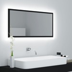 shumee LED kopalniško ogledalo črno 90x8,5x37 cm iverna plošča