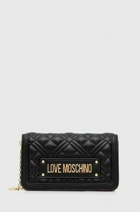 Večerna torbica Love Moschino črna barva - črna. Majhna torbica iz kolekcije Love Moschino. Model na zapenjanje