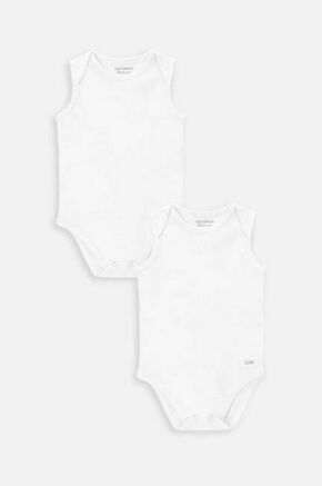 Bombažen body za dojenčka Coccodrillo 2-pack - bela. Body za dojenčka iz kolekcije Coccodrillo. Model izdelan iz enobarvne pletenine.