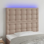 vidaXL LED posteljno vzglavje kapučino 80x5x118/128 cm umetno usnje